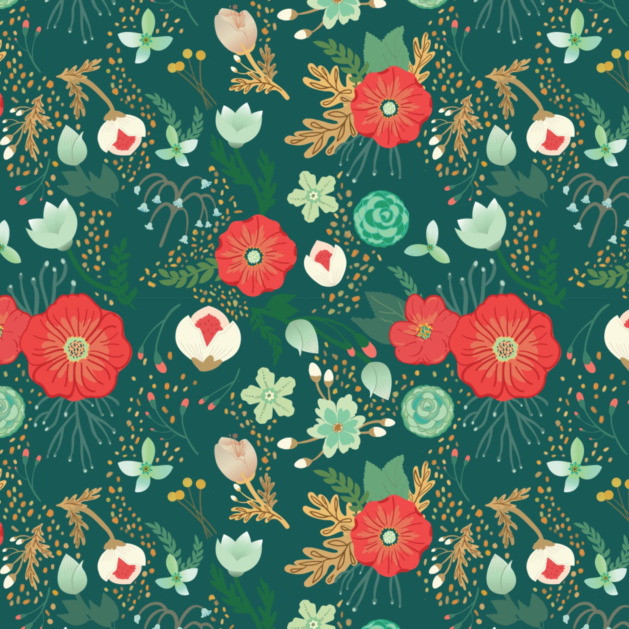 Singer Cotton Print Fabric, 100% Cotton, 1 Yard Precut, Nordic Floral