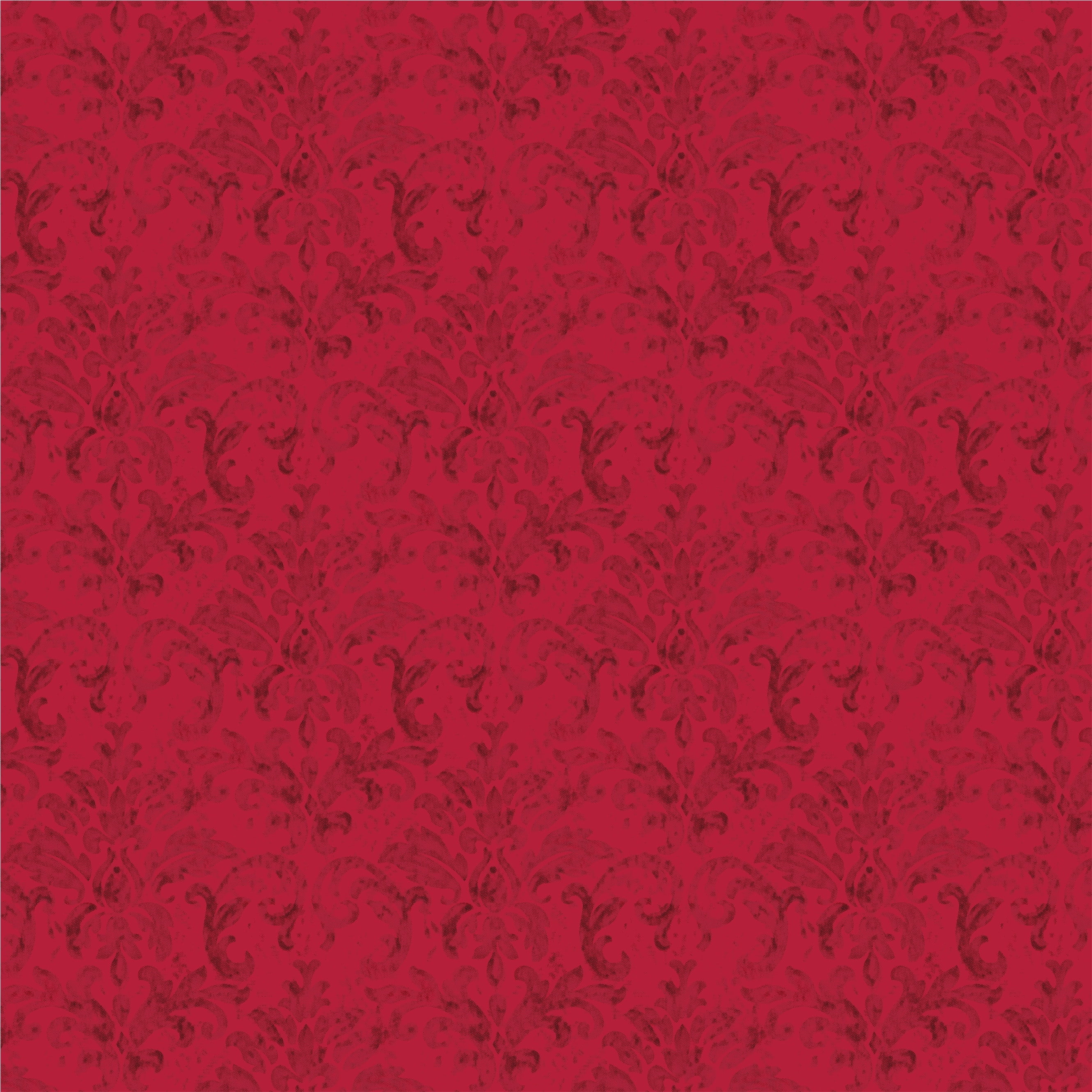 Singer Cotton Print Fabric, 100% Cotton, 1 Yard Precut, Red Damask