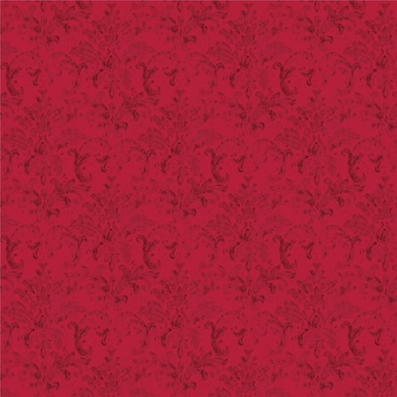 Singer Cotton Print Fabric, 100% Cotton, 1 Yard Precut, Red Damask