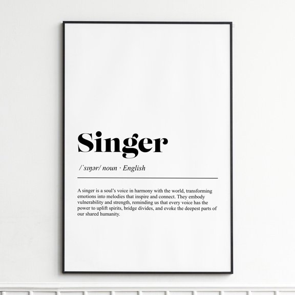 Singer Definition Print, Inspirational Dictionary Wall Art, Unframed Paper Poster 8x10in