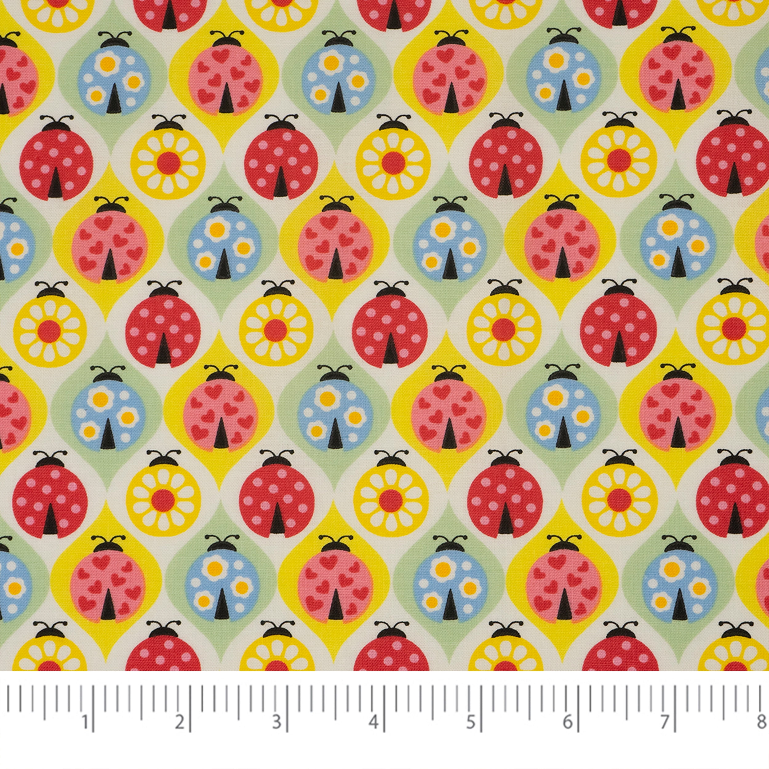 Singer Fabric, 100% Cotton, Sewing & Crafting, 44" Wide, Colorful Ladybugs, Cut by Yard