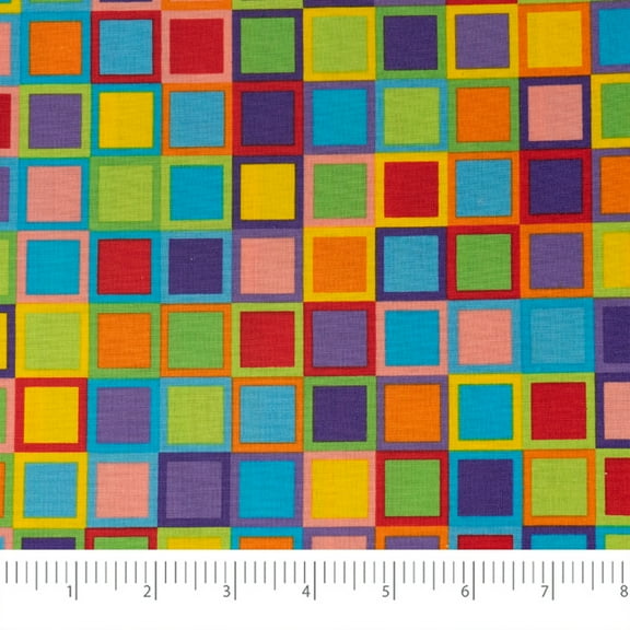 Singer Fabric, 100% Cotton, Sewing & Crafting, 44" Wide, Rainbow Blocks, Cut by Yard
