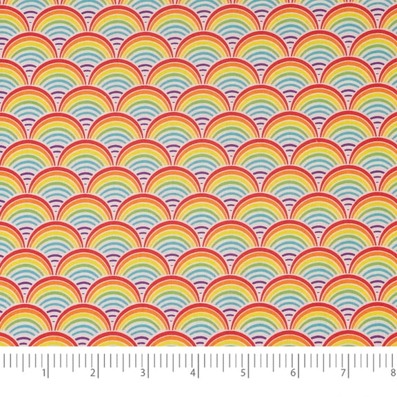 Singer Fabric, 100% Cotton, Sewing & Crafting, 44" Wide, Rainbow Geo Scallops, Cut by Yard