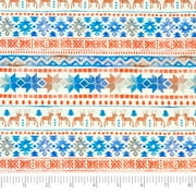 Singer Fabrics, 100% Cotton, Christmas Collection, Quilting Sewing Fabric, Scandinavian Christmas Reindeer Stripe, Cut by Yard