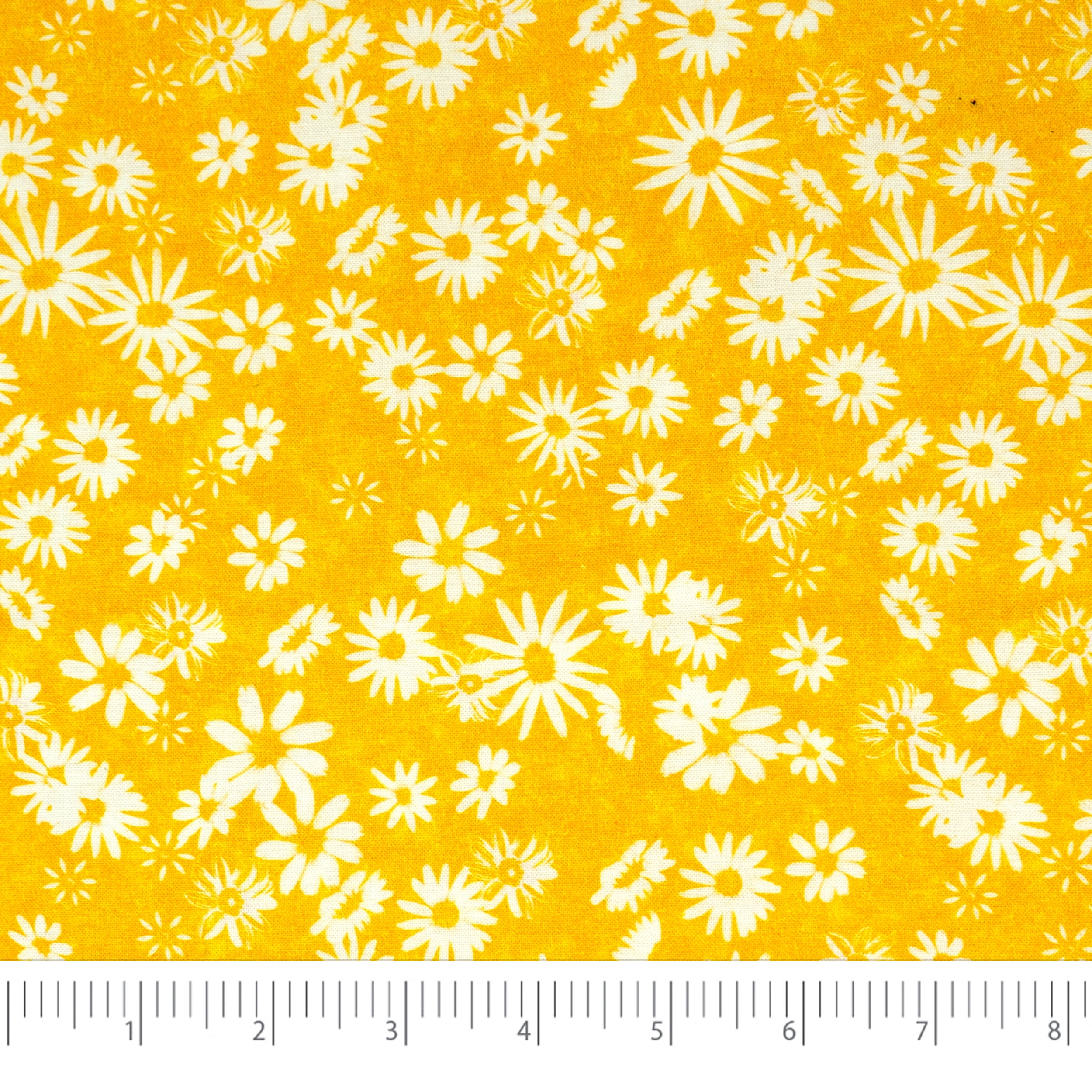 Singer Fabrics, 100% Cotton, Craft Quilting, White flowers on Bright yellow, 3 Yard Precut