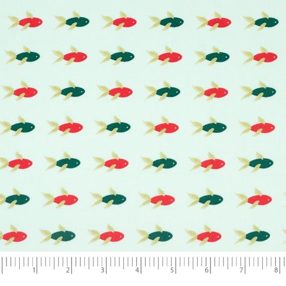 Singer Fabrics, 100% Cotton Print, Craft Quilting, 44 Inch, Aqua Fish by Denise Palmer, 3 Yard Precut