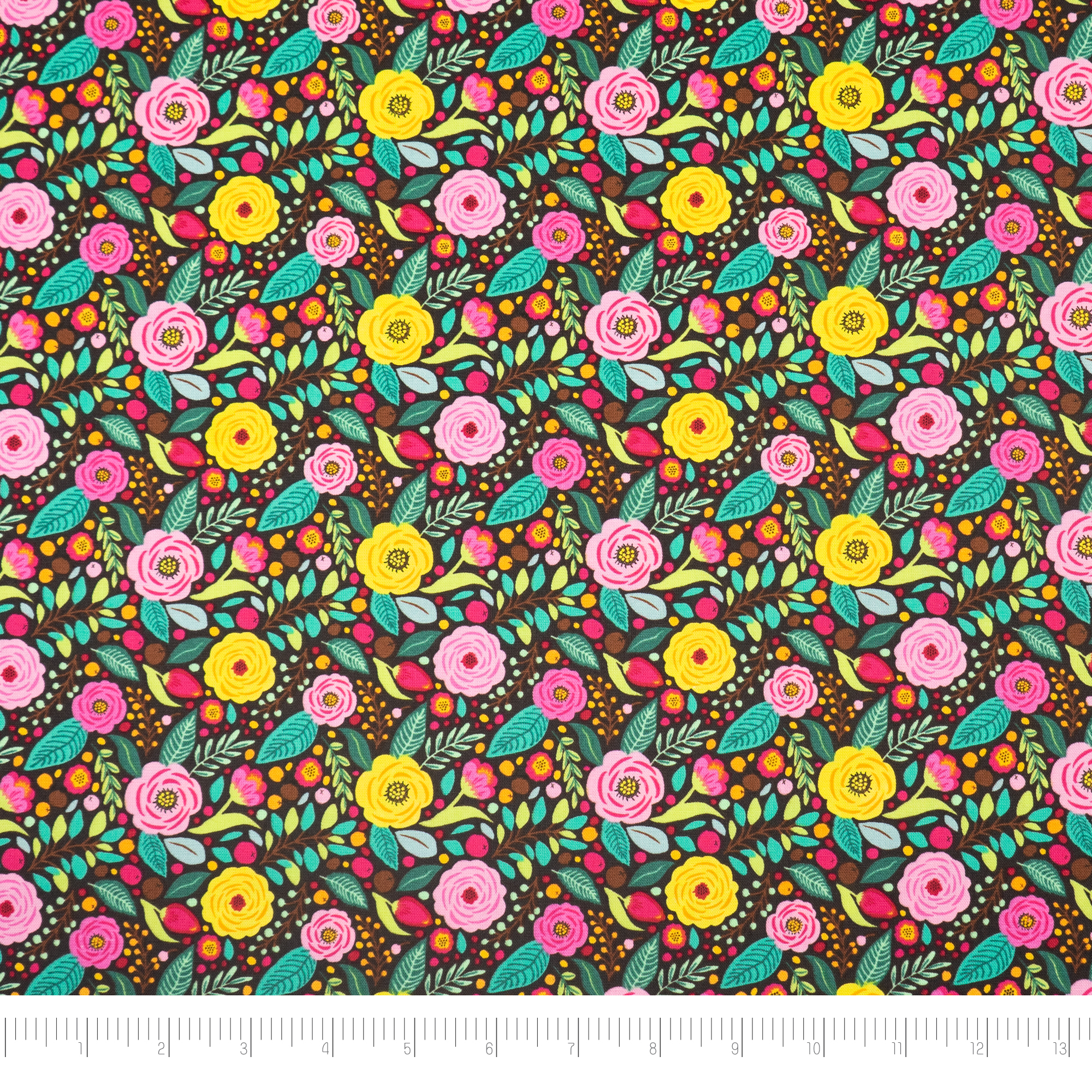 Singer Fabrics, 100% Cotton Print, Craft Quilting, 44 Inch, Modern Floral Black, 5 Yard Precut