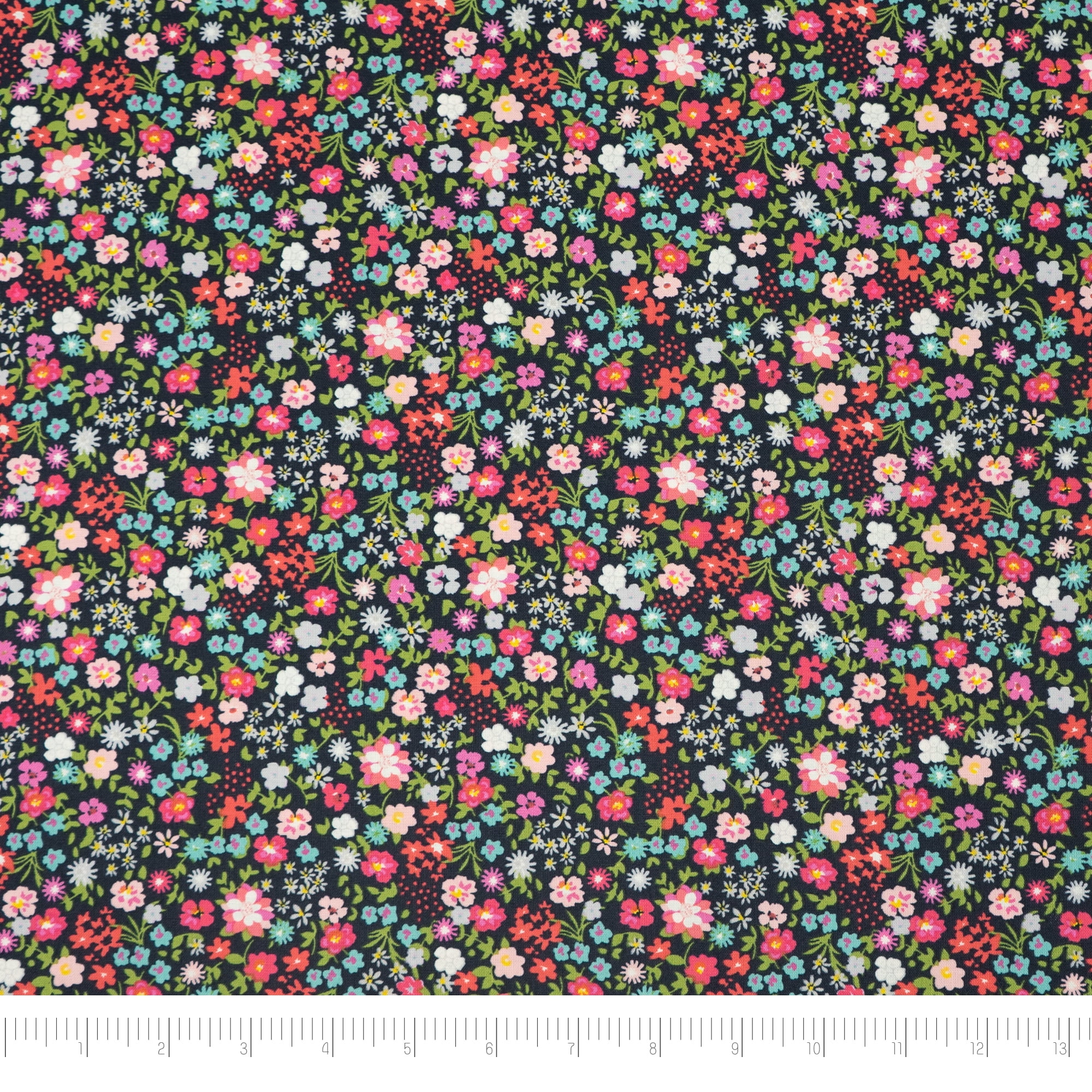 Singer Fabrics, 100% Cotton Print, Craft Quilting, 44 Inch, Pink Small Floral Dark, 5 Yard Precut