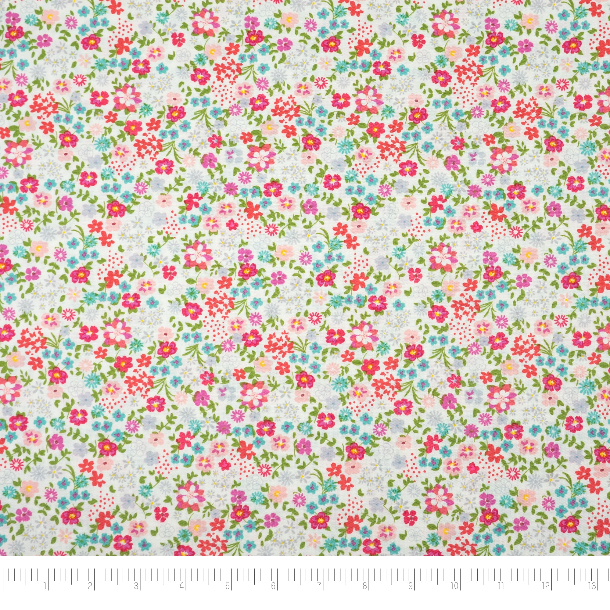 Singer Fabrics, 100% Cotton Print, Craft Quilting, 44 Inch, Pink Small Floral White, 5 Yard Precut