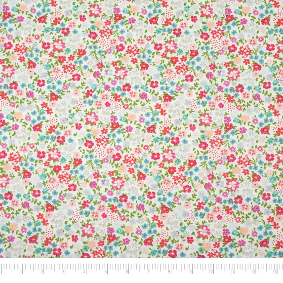 Singer Fabrics, 100% Cotton Print, Craft Quilting, 44 Inch, Pink Small Floral White, 5 Yard Precut