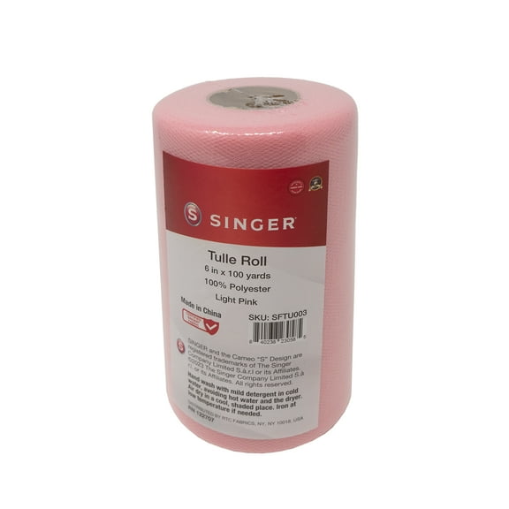 Singer Light Pink Tulle Fabric Rolls 6 Inch by 100 Yards (300 ft)