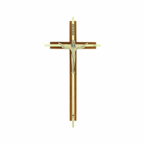 Singer Men's Women's 10 Inch Wood and Metal Risen Christ Wall Cross | Made in USA | Color Gold|Brown