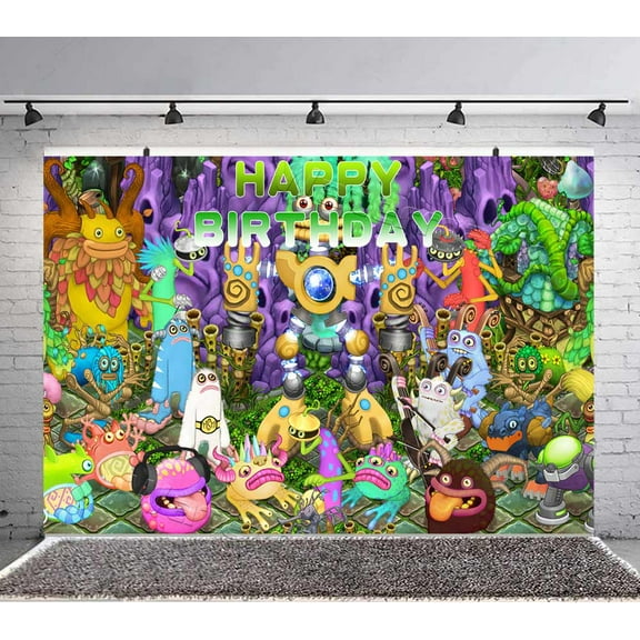 Sing Monster Backdrop Banner Party Supplies Poster Movie Theme Background for Photography Kids Birthday Decorations