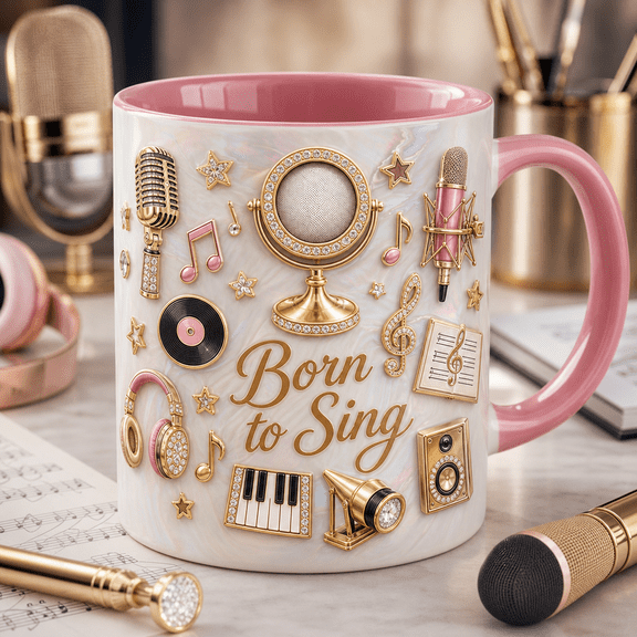 Singer Mug Born to Sing Coffee Cup, Music Lover Vocalist Gift for Singers