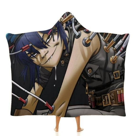 Singer Noodle Gorillaz Hooded Blanket Soft Warm Cloak Wearable Blanket Hoodie For Kids Adult Cozy Flannel Fleece Bedding Throw Hooded Blanket
