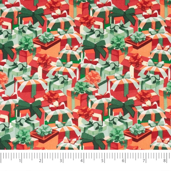 Singer Print Fabric, 100% Premium Cotton, Christmas Gift Box, 3 Yards