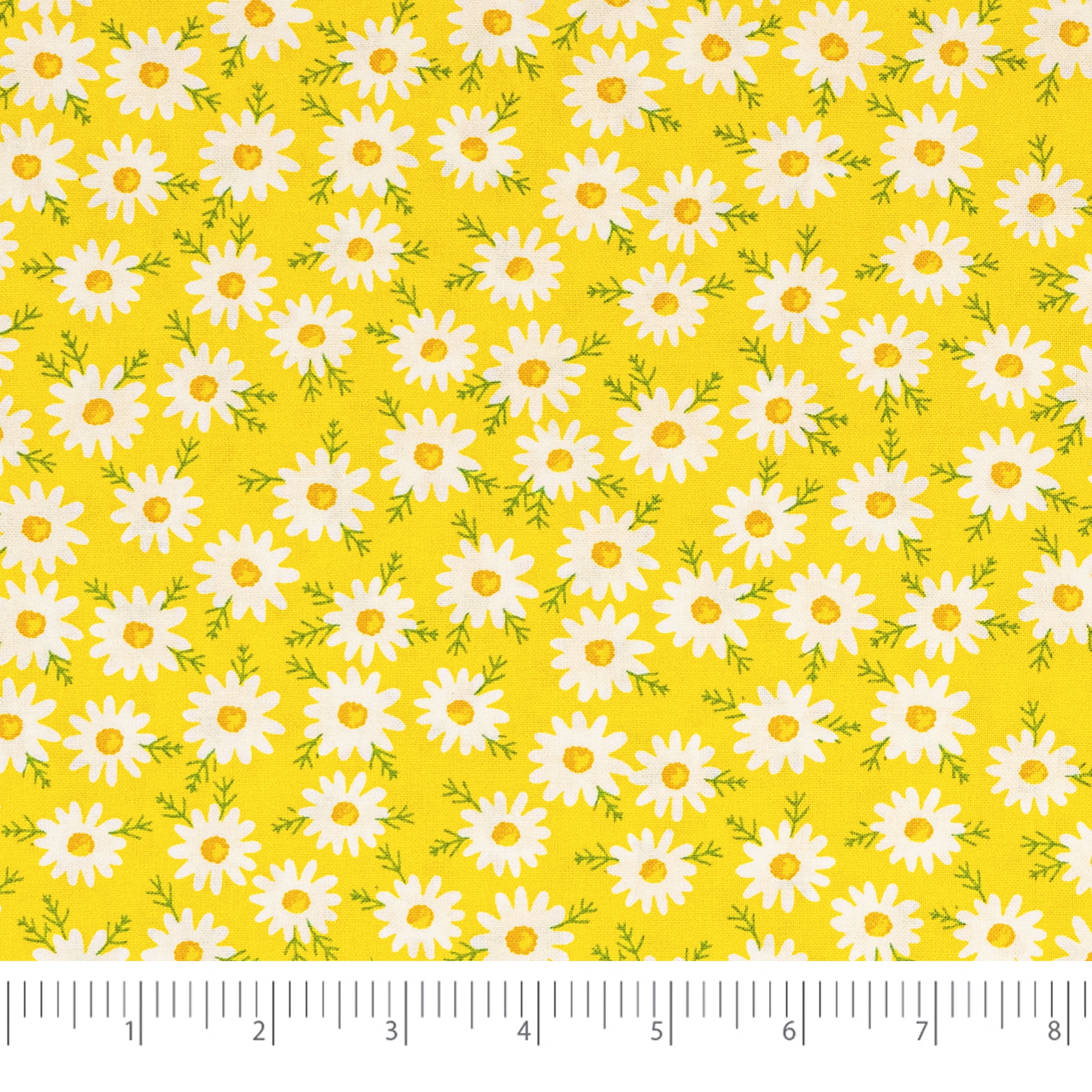 Singer Print Fabric, 100% Premium Cotton, Quilt Sewing, 44 inch, Daisys On Yellow, Cut by Yard