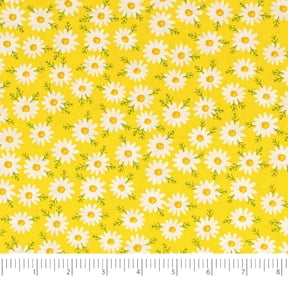 Singer Print Fabric, 100% Premium Cotton, Quilt Sewing, 44 inch, Daisys On Yellow, Cut by Yard