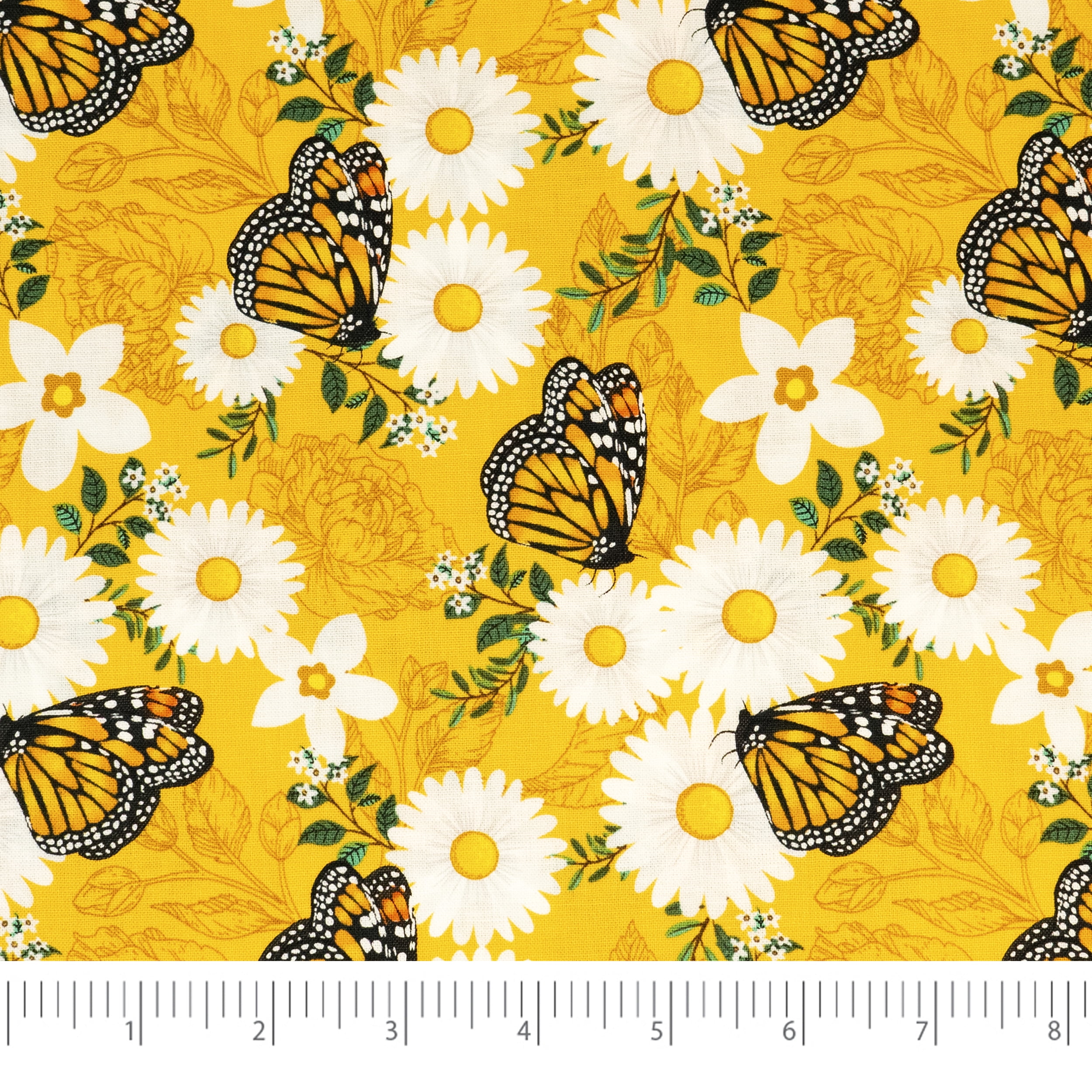 Singer Print Fabric, 100% Premium Cotton, Quilt Sewing, 44 inch, Orange And Green Butterfly, Cut by Yard