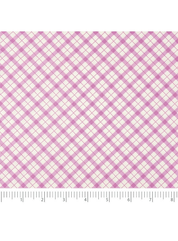 Singer Print Fabric, 100% Premium Cotton, Sewing Quilting, 44 inch, Pink Check 3 Yard Cut