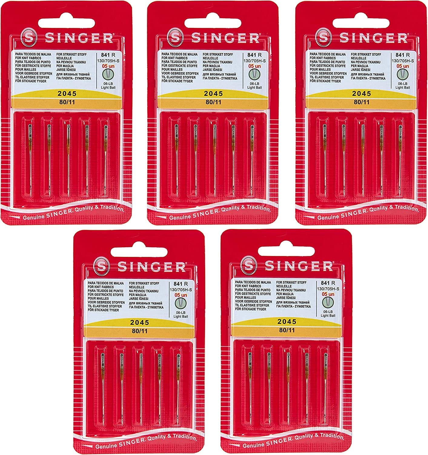Singer Sewing Machine Needles 2020 Red Band Size 11/80 (30 Count)