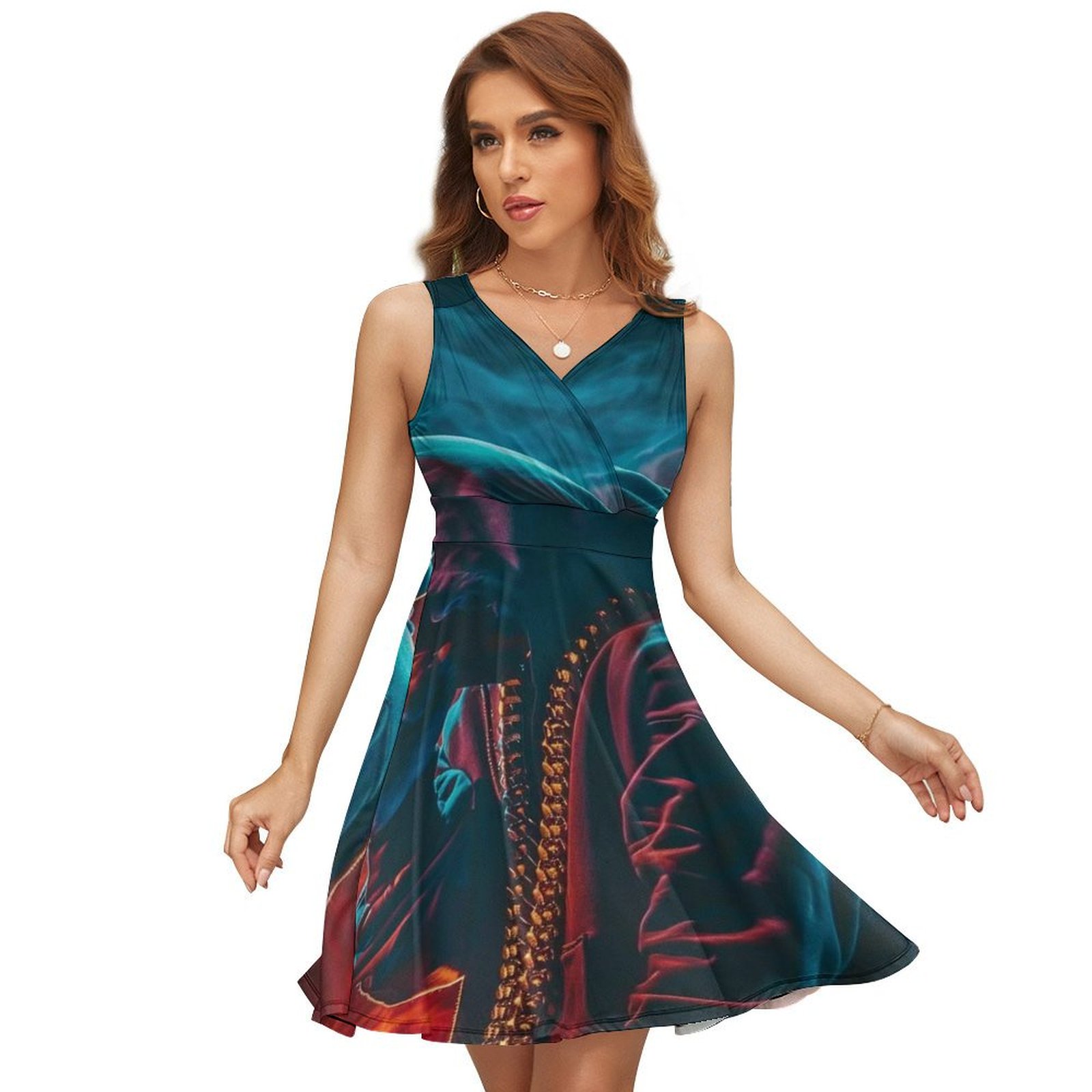 Singer Singing Dress Fashion Beach Long Dresses Female Party Printed ...