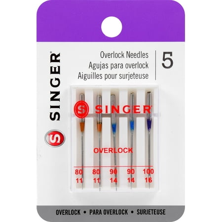 Singer Universal Regular Point Overlock Machine Needles Sizes 11/80 (2), 14/90 (2) & 16/100 (1)