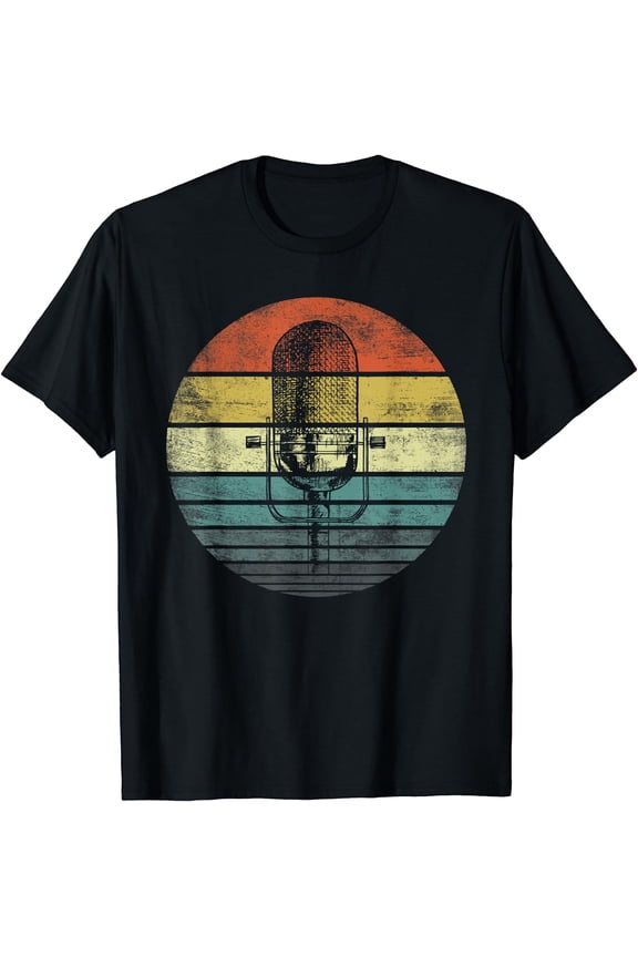 Singer Vocalist Musician Gift Funny Retro Microphone Singing T-Shirt