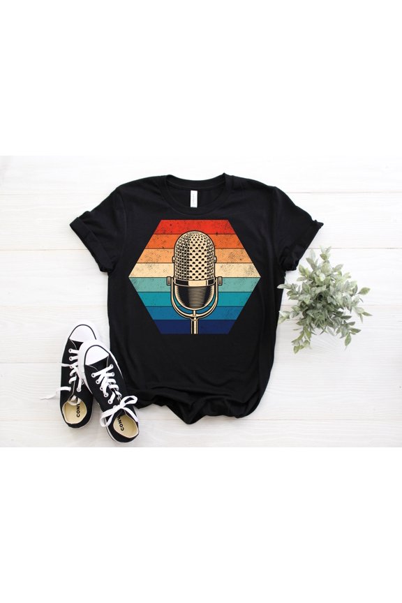 Singer Vocalist Vintage Retro Microphone T-Shirt, Gift For Announcer, Musician, Podcaster, Broadcaster, Reporter, Sing Singing Lover Shirts,