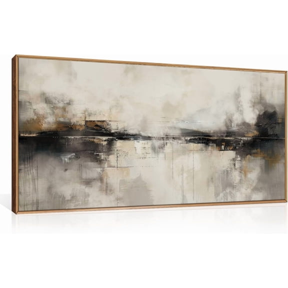 Singg Black & Beige Brush Stroke Canvas Wall Art Set,Minimalist Geometric Grunge Line Shapes Ink Sketch Decor,Neutral Modern Drawing Artwork for Living Room