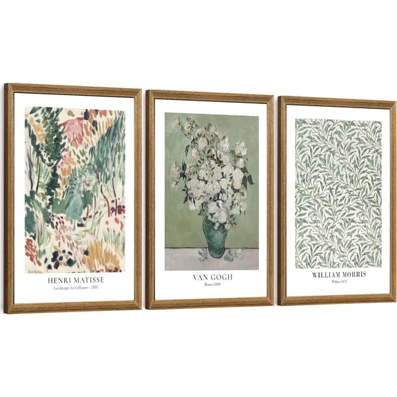 Singg William Morris Canvas Wall Art Set, 3 Piece Vintage Botanical Floral Pattern Pictures Prints Artwork, Paintings Wall Decor for Living Room Bedroom Bathroom Office