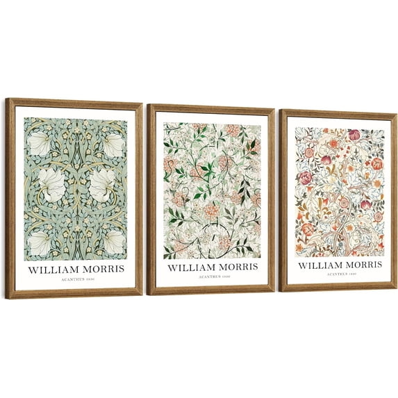 Singg William Morris Canvas Wall Art Set, 3 Piece Vintage Botanical Floral Pattern Pictures Prints Artwork, Paintings Wall Decor for Living Room Bedroom Bathroom Office