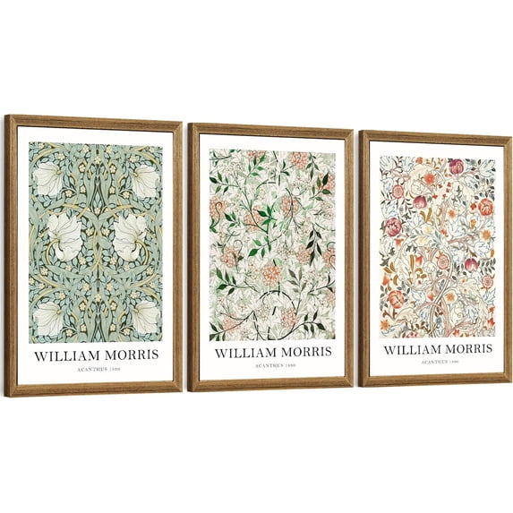 Singg William Morris Canvas Wall Art Set, 3 Piece Vintage Botanical Floral Pattern Pictures Prints Artwork, Paintings Wall Decor for Living Room Bedroom Bathroom Office