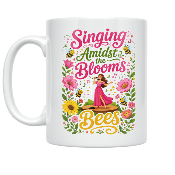 Singing Amidst the Blooms and Bees - Nature Lover - 11 oz Ceramic Coffee Mug
