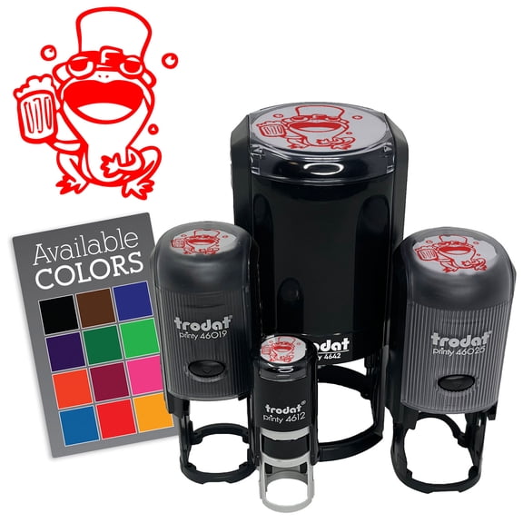 Singing Beer Frog Leprechaun Hat Saint Patricks Day Self-Inking Rubber Stamp Ink Stamper for Stamping Crafting Planners - Blue Ink - Mini 1/2 Inch