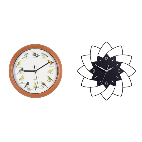 Singing Bird Clock Wall Clock Decorative Clock Flower Shaped Non Ticking Design for Home Living Room Wall Decor