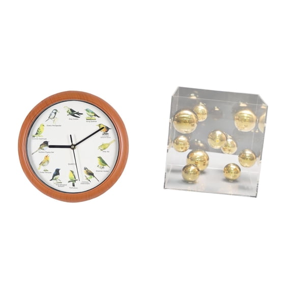 Singing Bird Wall Clock Decorative Clock Square Acrylic Box for Modern Office Bedroom Kitchen Tabletop Use