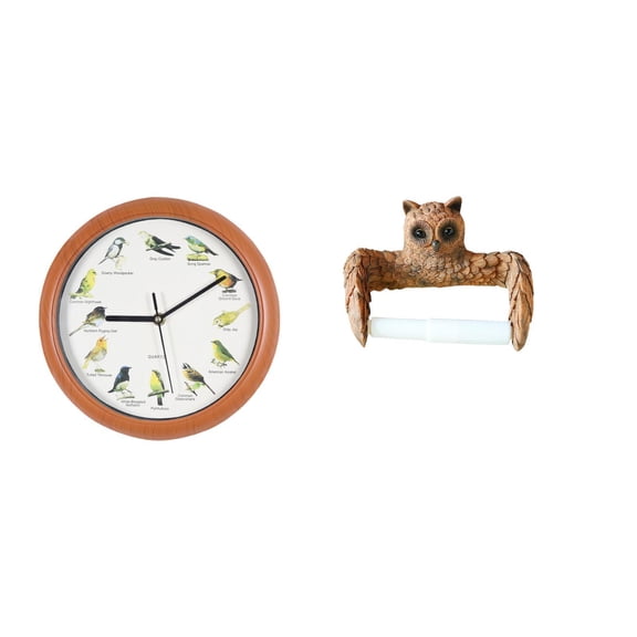 Singing Bird Wall Clock Decorative Clock Toilet Paper Holder Durable PP Material for Family Living Room Bedroom