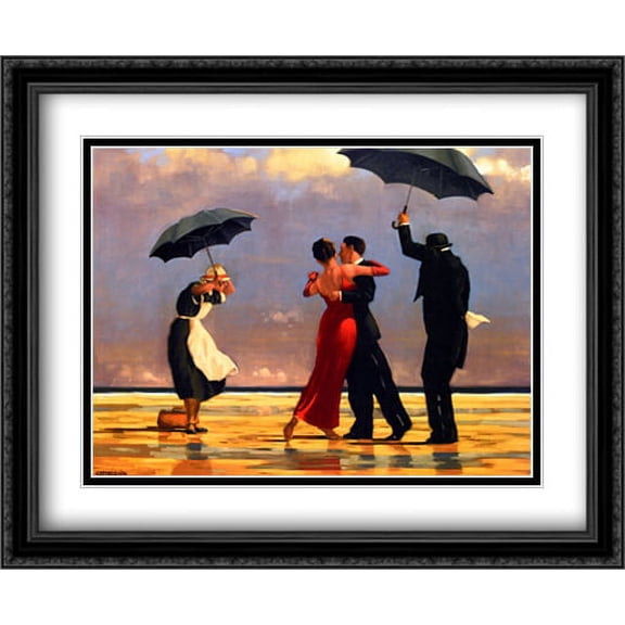Singing Butler 2x Matted 36x28 Large Black Ornate Framed Art Print by Jack Vettriano