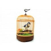 Singing & Chirping Bird in Cage - Realistic Sounds & Movements Blue - 10.5 x 7 in.