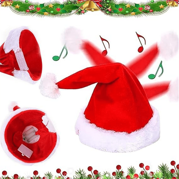 Singing & Dancing Santa Hat for Kids and Adults  Animated Christmas Hat for Holiday Parties & Winter Festivities