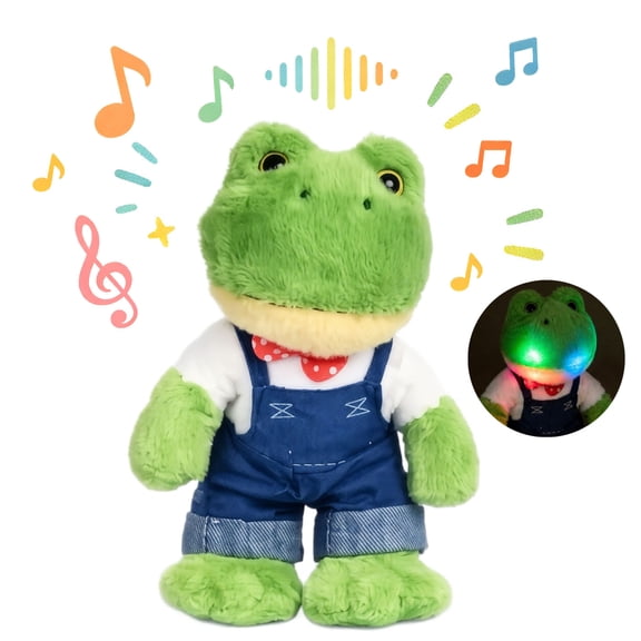Singing Light-Up Frog Plush Doll, Interactive Stuffed Doll with Color Changing Mouth and Music for Bedtime Companion, Cozy Home Decor Accent for Living Room Bedroom