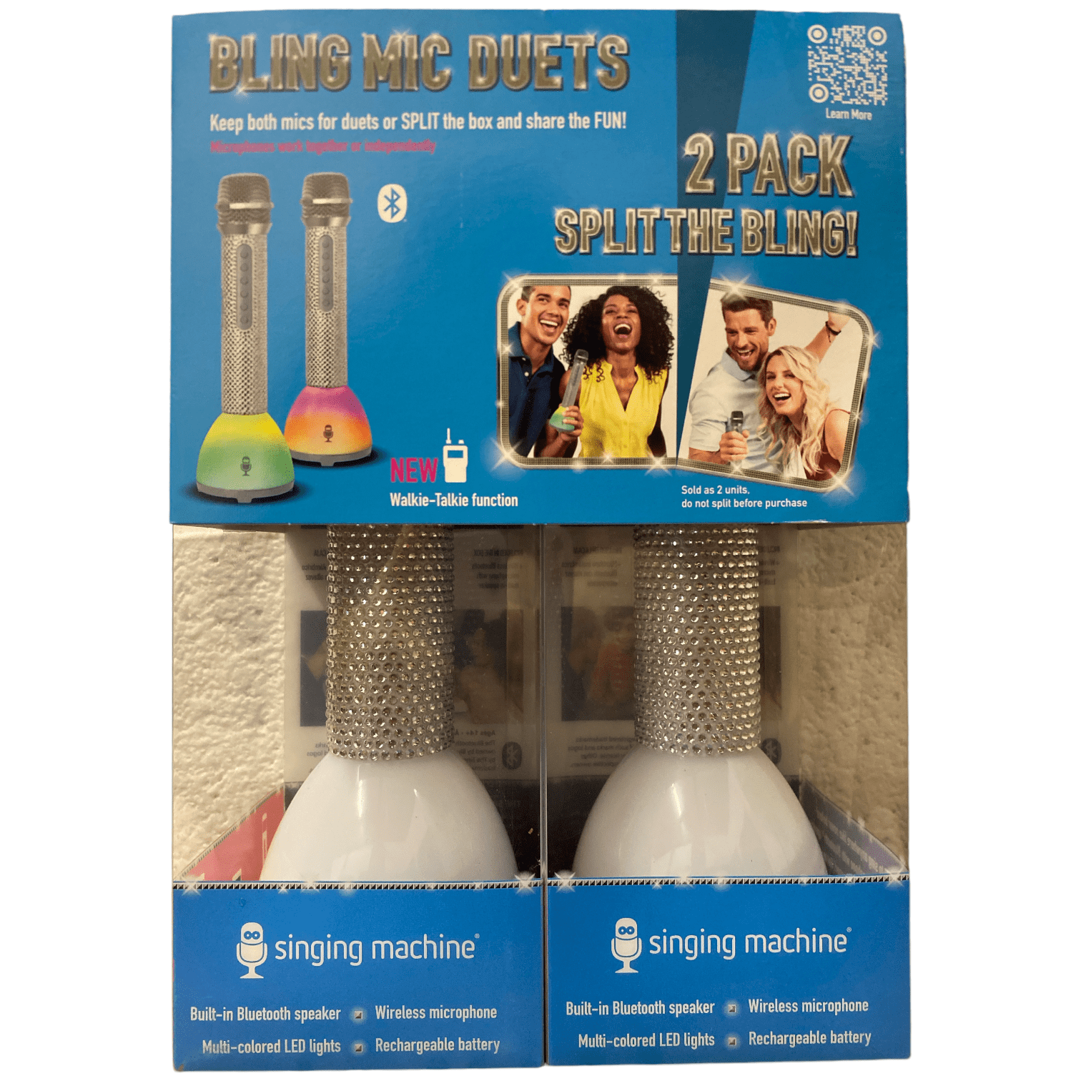 Singing Machine Bling Duets Wireless Walkie-Talkie Microphone, 2pk ...