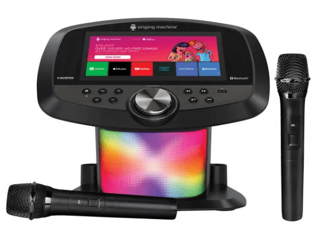 Singing Machine Bluetooth Professional Karaoke Hub with 2 Wireless Mics, 10 Touch Screen & Streaming Apps