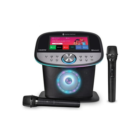Singing Machine - Platinum Plus Wi-Fi Karaoke System, Music Streaming Apps, Bluetooth, 22 Voice Effects, 2 Wireless Microphones - Black