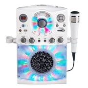 Singing Machine SML385UW Bluetooth Karaoke System with LED Disco Lights, CD+G, USB, and Microphone, White