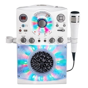 Singing Machine SML385UW Bluetooth Karaoke System with LED Disco Lights, CD+G, USB, and Microphone, White