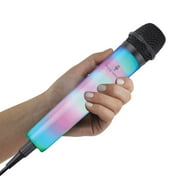 Singing Machine SMM-225 Unidirectional Wired Microphone with LED Disco Lights, Black