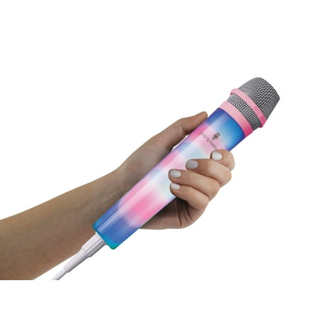 Singing Machine Unidirectional Wired Microphone with LED Disco Lights on Front Grip, Pink