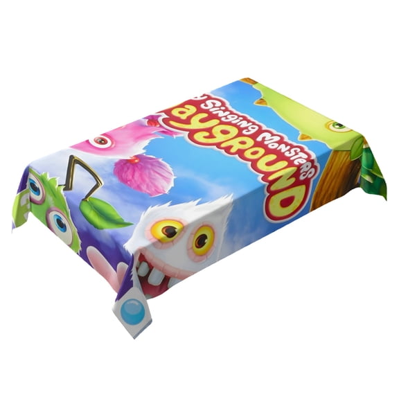 My Singing Monsters-theme square tablecloth has an iconic print, fits most tables, and is easy to care for perfect gifts for fans friends and family55" x 71"140*180cm
